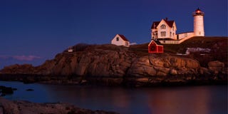Christmas At Nubble Light Royalty Free Stock Photography