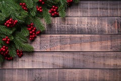 Christmas background concept.op view of Christmas spruce branches, pine cones, red berries stock photography Christmas background concept.op view of Christmas spruce branches, pine cones, red berries stock photography