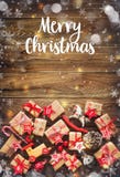 Christmas background with decorations and gift boxes Stock Photography Christmas background with decorations and gift boxes Stock Photography