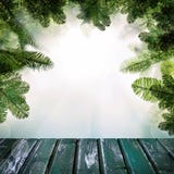 Christmas Background with Empty Wooden Deck Table stock image Christmas Background with Empty Wooden Deck Table stock image