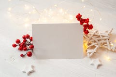 Christmas Background For Greeting Card Sheet Of Paper With Place For Text. X-mas Toys On Wooden Background. Flat Lay, Top View Royalty Free Stock Images