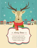 Christmas background with hipster deer and ribbon