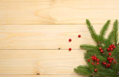 Christmas background. Top view with copy space. fir tree on light wooden background stock photography Christmas background. Top view with copy space. fir tree on light wooden background stock photography