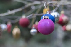 Christmas baubles in Southampton Old Cemetery stock photos Christmas baubles in Southampton Old Cemetery stock photos