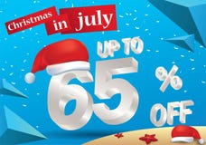 Christmas Sale in July design with 3d concept vector illustration Christmas Sale in July design with 3d concept vector illustration