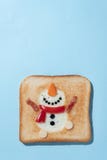 Christmas Breakfast: Toast With Egg White In The Shape Of Snowman Stock Photography