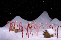 Christmas Candy Cane Forest With Starry Sky Stock Photo Christmas Candy Cane Forest With Starry Sky Stock Photo