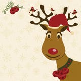Christmas card with deer,birds and bells stock illustration Christmas card with deer,birds and bells stock illustration