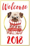 Christmas card with pug stock illustration Christmas card with pug stock illustration