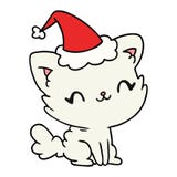 Christmas Cartoon Of Kawaii Cat Royalty Free Stock Photo