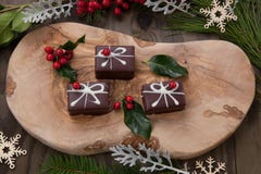 Christmas Chocolate Candy and Red Berries royalty free stock photography Christmas Chocolate Candy and Red Berries royalty free stock photography