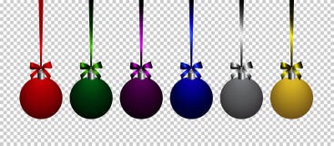 Christmas colorful balls on transparent vector background. stock illustration Christmas colorful balls on transparent vector background. stock illustration