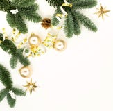 Christmas composition background from Xmas tree and decorations frame pattern royalty free stock images Christmas composition background from Xmas tree and decorations frame pattern royalty free stock images