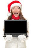 Christmas computer woman holding notebook royalty free stock photo Christmas computer woman holding notebook royalty free stock photo