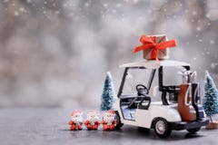 Christmas decoration with golf car on December