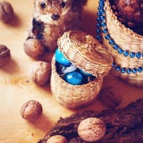 Christmas Decoration With Walnuts And Squirrel Royalty Free Stock Photography