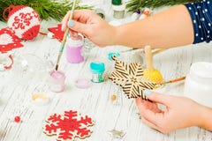 Christmas Decorations, Balls, Toys And Gift Boxes On An Old Wood Royalty Free Stock Photography