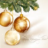 Christmas Design With Classic Baubles Hand On A Fir Tree Branch Stock Photo