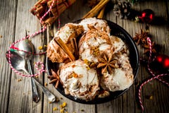 Christmas dessert, Homemade Eggnog ice cream royalty free stock images Christmas dessert, Homemade Eggnog ice cream royalty free stock images