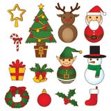 Christmas doodle set vibrant color stock illustration Christmas doodle set vibrant color stock illustration