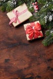 Christmas gift boxes and xmas fir tree Royalty Free Stock Images Christmas gift boxes and xmas fir tree Royalty Free Stock Images