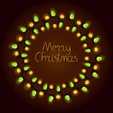 Christmas greeting card with garland and text vector illustration Christmas greeting card with garland and text vector illustration