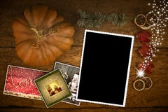 Christmas Greeting Card One Empty Photo Frame Royalty Free Stock Photography