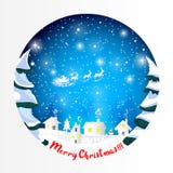 Christmas night winter scene cute postcard Greeting Card with Santa`s sleigh royalty free illustration Christmas night winter scene cute postcard Greeting Card with Santa`s sleigh royalty free illustration