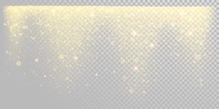 Christmas holiday golden glitter snow or sparkling gold confetti on white background template. Vector golden particles light shine. Glare effect for New Year or