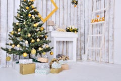 Christmas interior in white Stock Image Christmas interior in white Stock Image