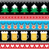 Christmas jumper or sweater seamless pattern with beer, reindeer and trees royalty free illustration Christmas jumper or sweater seamless pattern with beer, reindeer and trees royalty free illustration