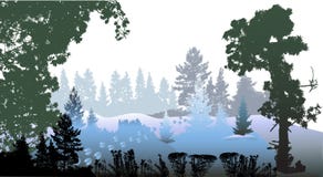 Christmas landscape covered with snow and silhouettes of frozen plants vector illustration Christmas landscape covered with snow and silhouettes of frozen plants vector illustration