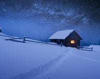 Christmas landscape with starry sky royalty free stock images Christmas landscape with starry sky royalty free stock images