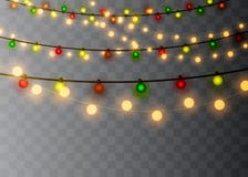 Christmas lights isolated on transparent background. Xmas glowing garland. Vector illustration royalty free illustration Christmas lights isolated on transparent background. Xmas glowing garland. Vector illustration royalty free illustration