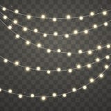 Christmas lights. Xmas glowing garland. Holiday decorative design elements. Garlands decorations. Vector illustration stock illustration Christmas lights. Xmas glowing garland. Holiday decorative design elements. Garlands decorations. Vector illustration stock illustration