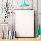 Christmas Mockup Poster In The Interior. Royalty Free Stock Photos Christmas Mockup Poster In The Interior. Royalty Free Stock Photos
