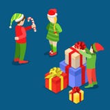 Christmas New Year gift boxes troll flat isometric vector 3d. Merry Christmas Happy New Year flat 3d isometry isometric concept web vector leaflet flyer card stock illustration Christmas New Year gift boxes troll flat isometric vector 3d. Merry Christmas Happy New Year flat 3d isometry isometric concept web vector leaflet flyer card stock illustration