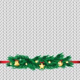 Christmas and New Year's background with place for your text. Christmas decorations on the knitted background royalty free illustration Christmas and New Year's background with place for your text. Christmas decorations on the knitted background royalty free illustration