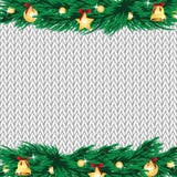 Christmas and New Year's background with place for your text. Christmas decorations on the knitted background royalty free illustration Christmas and New Year's background with place for your text. Christmas decorations on the knitted background royalty free illustration