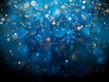 Christmas and New Year template with white blurred snowflakes, glare and sparkles on blue background. EPS 10 stock illustration Christmas and New Year template with white blurred snowflakes, glare and sparkles on blue background. EPS 10 stock illustration