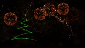 Christmas & New year theme animation with pine tree, fireworks and particles