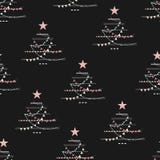 Christmas pattern of Christmas trees and presents on blue background. royalty free illustration Christmas pattern of Christmas trees and presents on blue background. royalty free illustration
