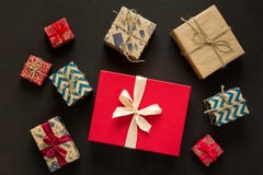 Christmas present boxes background stock photo Christmas present boxes background stock photo