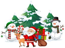 Christmas Scene With Santa And Snowman Royalty Free Stock Photo