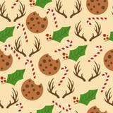 Christmas seamless pattern with candy canes, mistletoe, reinde stock illustration Christmas seamless pattern with candy canes, mistletoe, reinde stock illustration