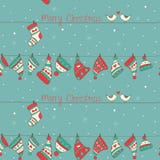 Christmas Seamless Pattern With Birds, Socks And H Christmas Seamless Pattern With Birds, Socks And H