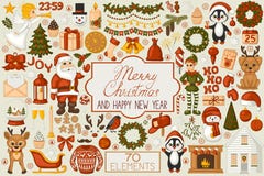 Christmas set cartoon elements. royalty free illustration Christmas set cartoon elements. royalty free illustration