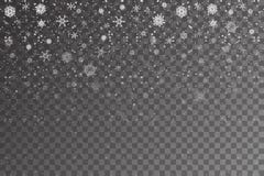 Christmas snow. Falling snowflakes on transparent background