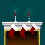 Christmas Stocking On Fireplace Stock Image Christmas Stocking On Fireplace Stock Image