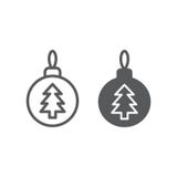 Christmas tree ball line and glyph icon, xmas and decoration, bauble sign, vector graphics, a linear pattern vector illustration Christmas tree ball line and glyph icon, xmas and decoration, bauble sign, vector graphics, a linear pattern vector illustration